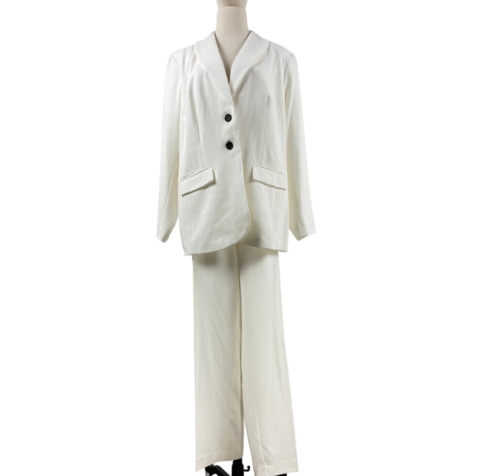 Vintage Y2K Jessica London White 2 Piece Pant Suit Plus Size Women's 18W